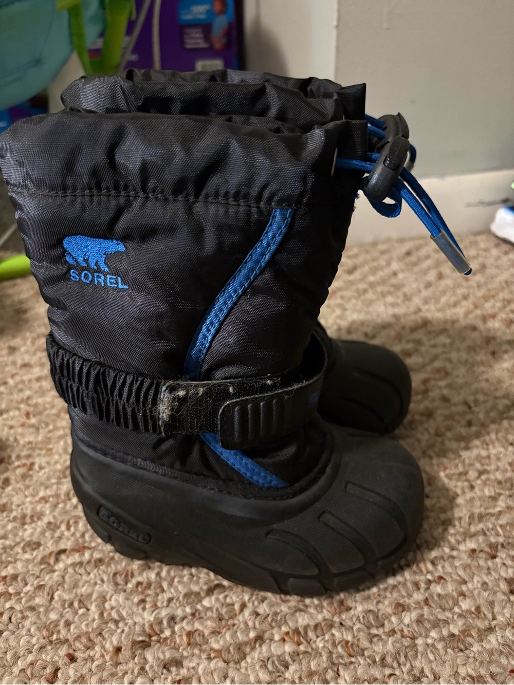Sorel Kids Black and Blue Waterproof Winter Boots